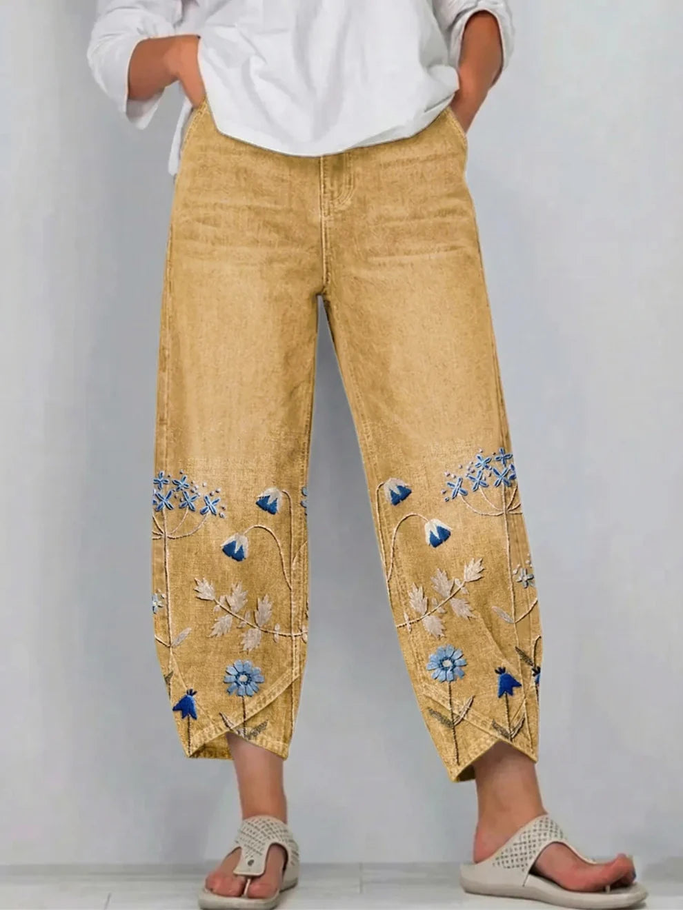 Marielle | Floral Embroidered Wide-Leg Pants