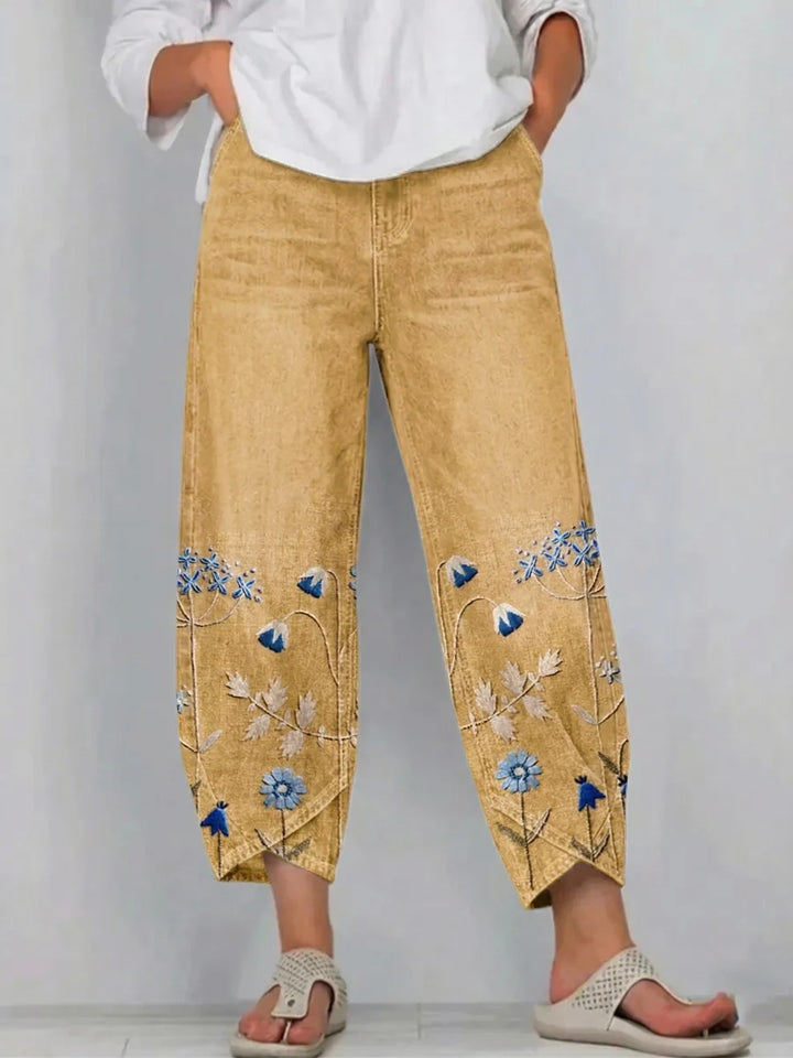 Marielle | Floral Embroidered Wide-Leg Pants