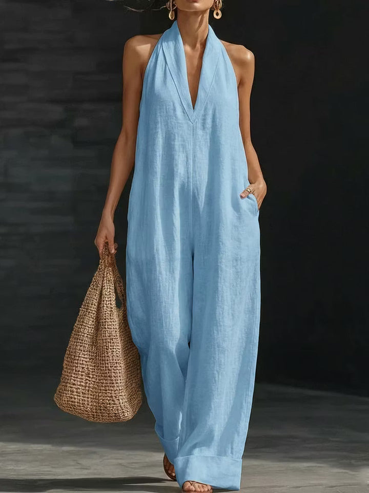 Olivia | Minimalist Linen Wide-Leg Jumpsuit