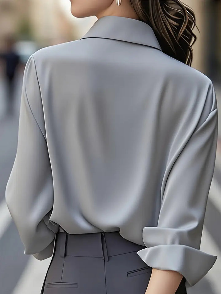 Anjeneth |  Elegant Long Sleeve Button Down Shirt