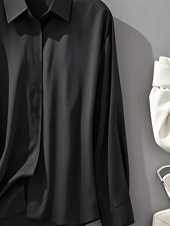 Anjeneth |  Elegant Long Sleeve Button Down Shirt