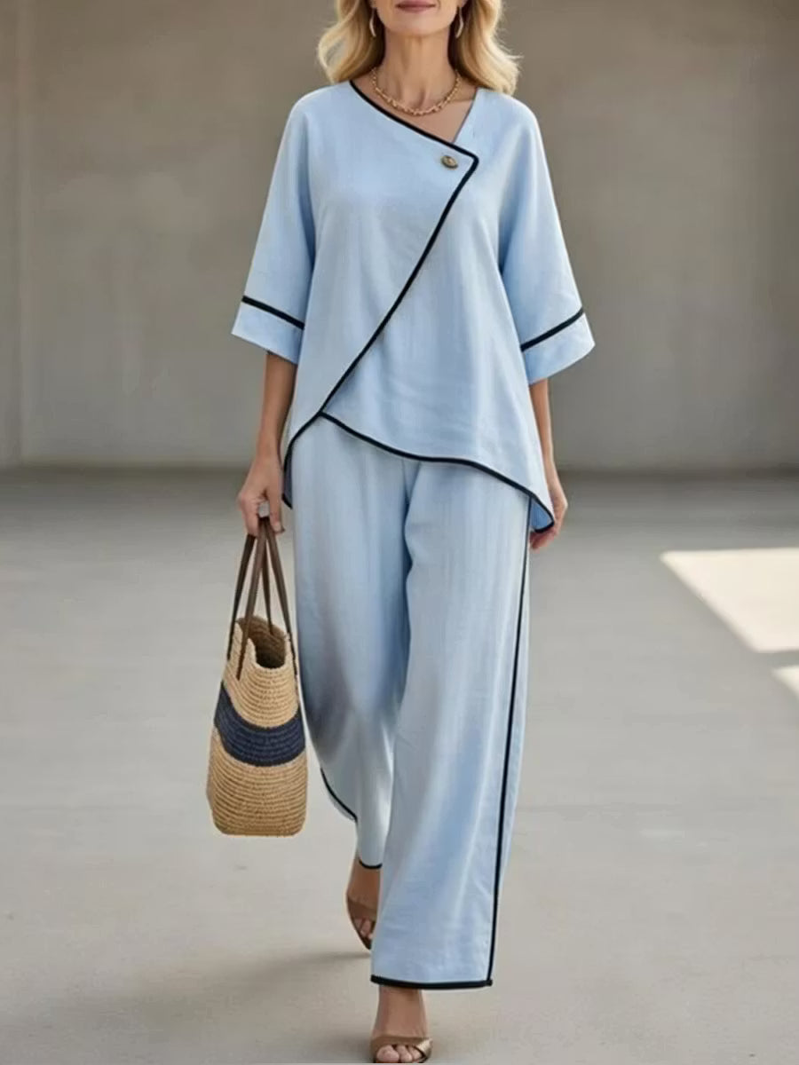 Sienna | Asymmetrical Linen Pants Set