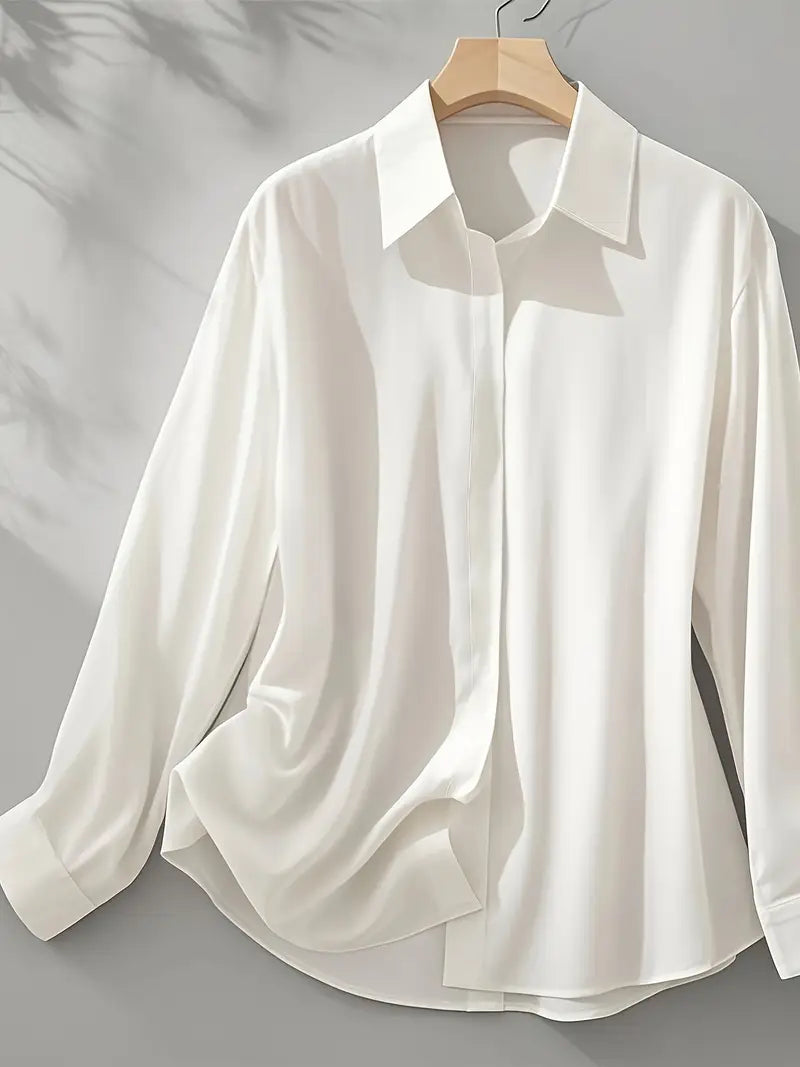 Anjeneth |  Elegant Long Sleeve Button Down Shirt