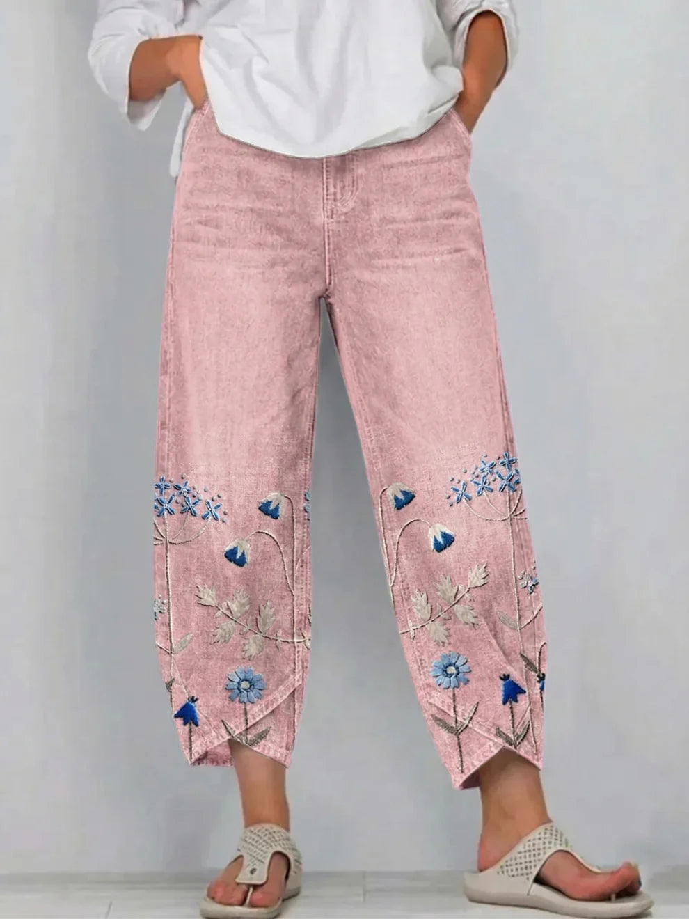 Marielle | Floral Embroidered Wide-Leg Pants