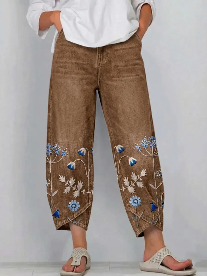 Marielle | Floral Embroidered Wide-Leg Pants