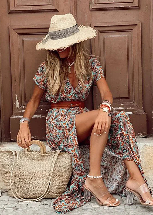 Abegail | Bohemian Long Dress with Pleated Waist