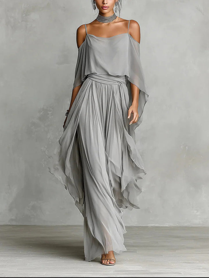 Isabela | Gray Fluid Set with Strap Top and Lightweight Pants