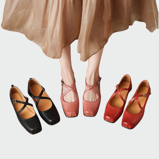Olivia™ | Square-Toe Cross-Strap Mary Jane Shoes