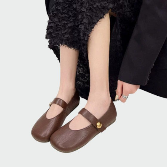 Olivia™ | Round-Toe Button Mary Jane Shoes