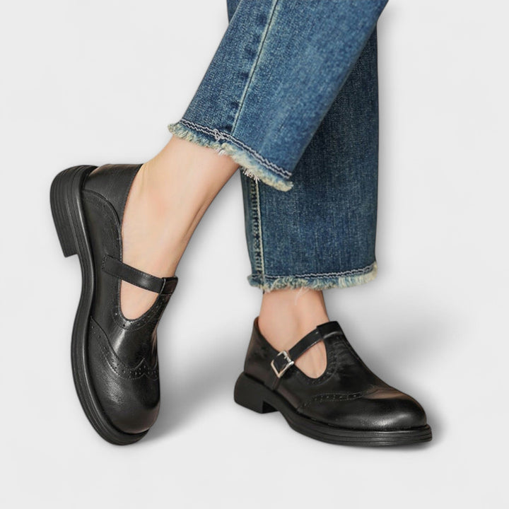 Amari | Classic T-strap leather shoes