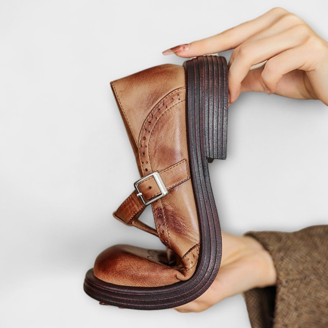 Amari | Classic T-strap leather shoes