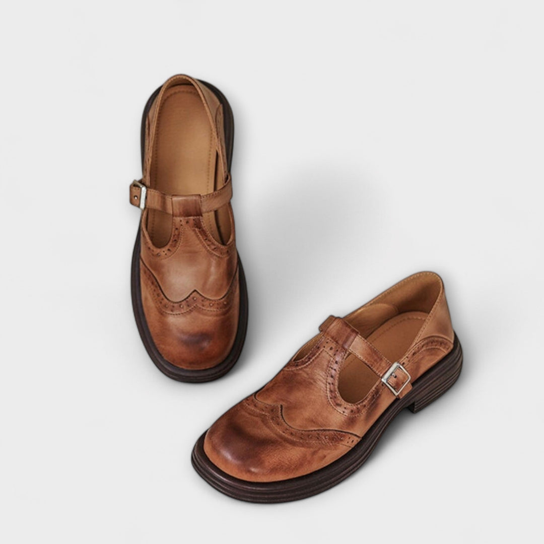 Amari | Classic T-strap leather shoes