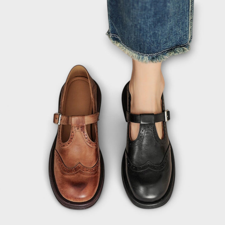 Amari | Classic T-strap leather shoes