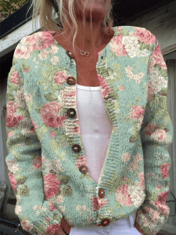 Linda | Floral Boho Knit Cardigan