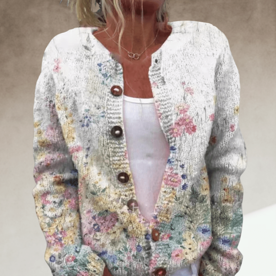 Linda | Floral Boho Knit Cardigan
