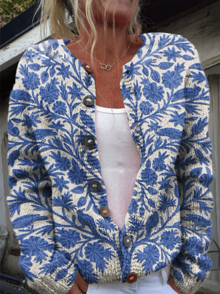 Linda | Floral Boho Knit Cardigan
