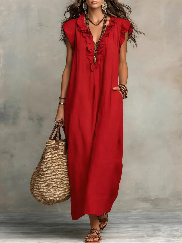 Emma | Boho-Style Long Dress in Linen and Cotton