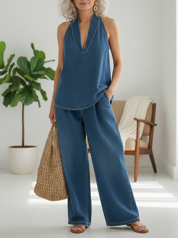 Saylor | Soft Denim Two-Piece Set
