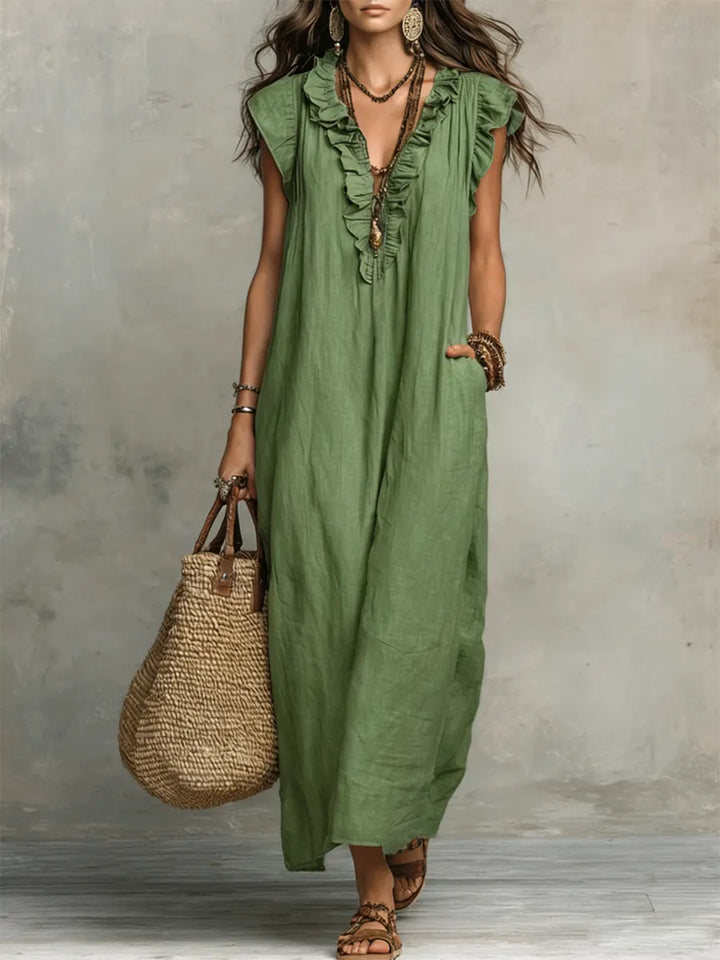Emma | Boho-Style Long Dress in Linen and Cotton