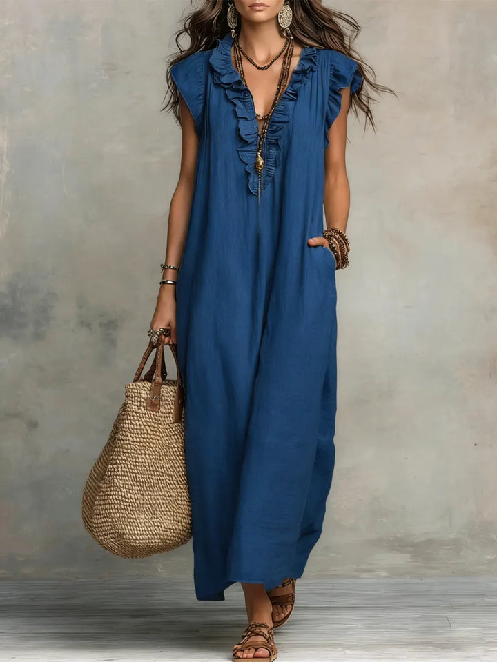 Emma | Boho-Style Long Dress in Linen and Cotton