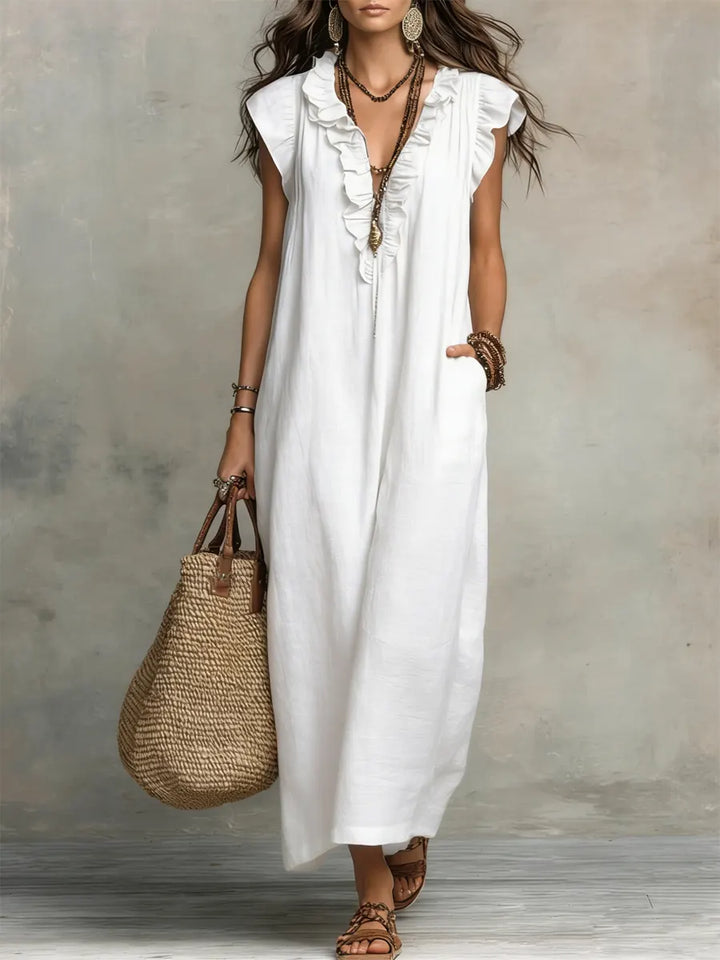 Emma | Boho-Style Long Dress in Linen and Cotton