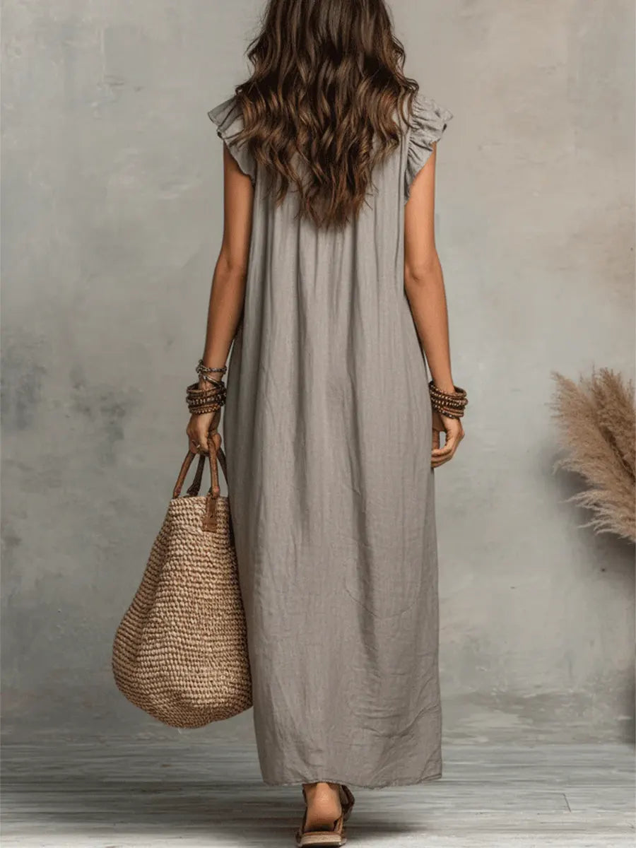 Emma | Boho-Style Long Dress in Linen and Cotton