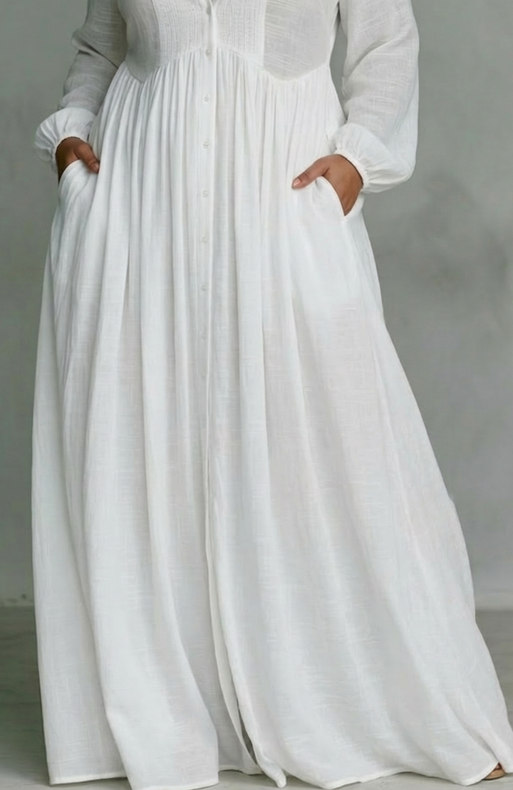 Elowen Flowing Button-Front Maxi Dress