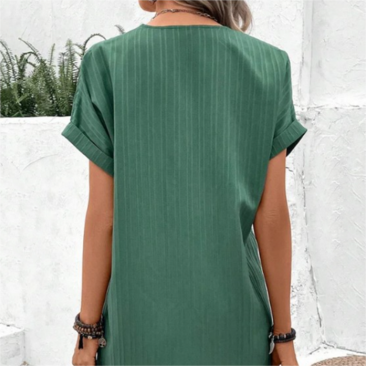 Women's Solid Color V-Neck Dress