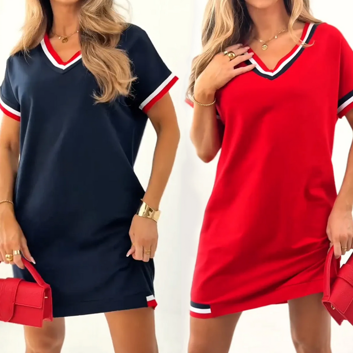 Marisa | V-Neck Colorblock Midi Dress