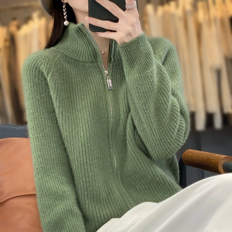Vela | Pure Wool Zipper Cardigan
