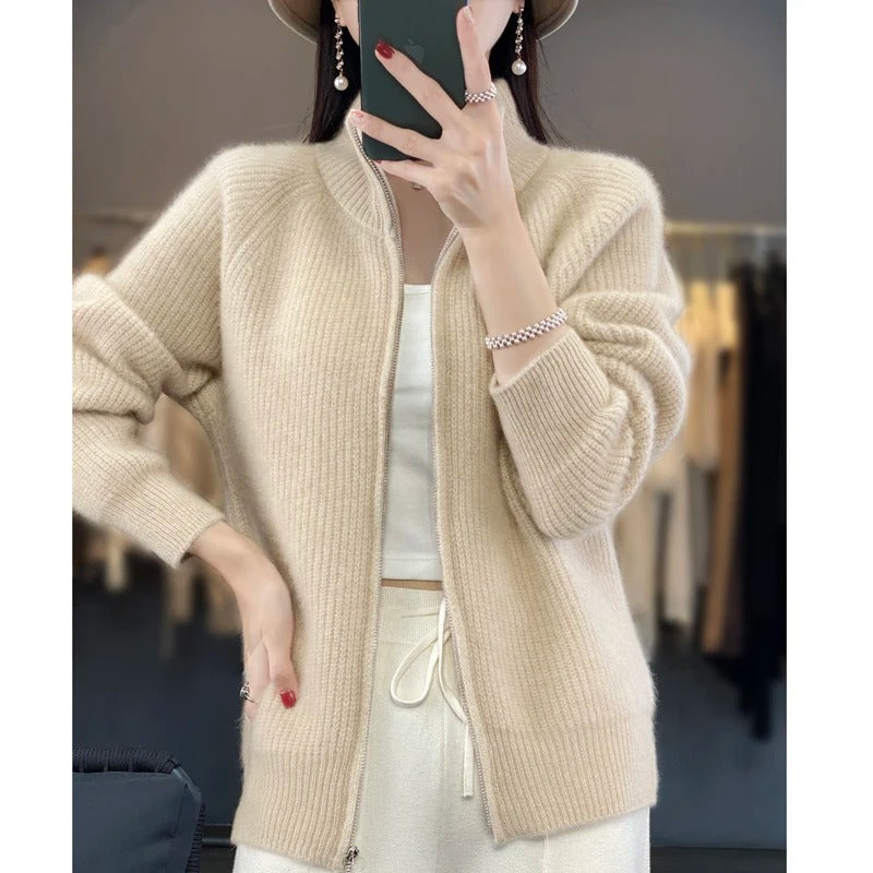 Vela | Pure Wool Zipper Cardigan